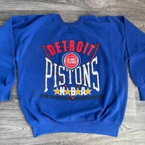 Detroit Pistons Sweatshirt 80S Basetball Sweater Royal Blue